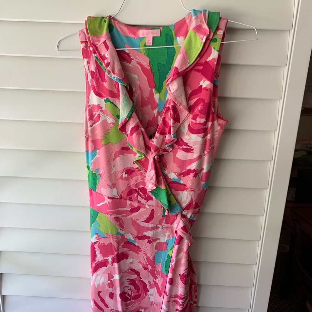 Lilly Pulitzer pink/green wrap dress